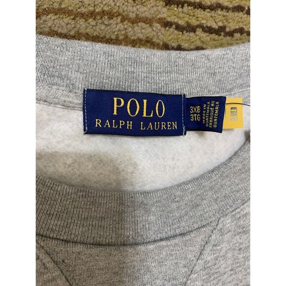 New Ralph Lauren Big & Tall Polo Bear Fleece Crewneck Sweatshirt 3XB Gray - Picture 4 of 9